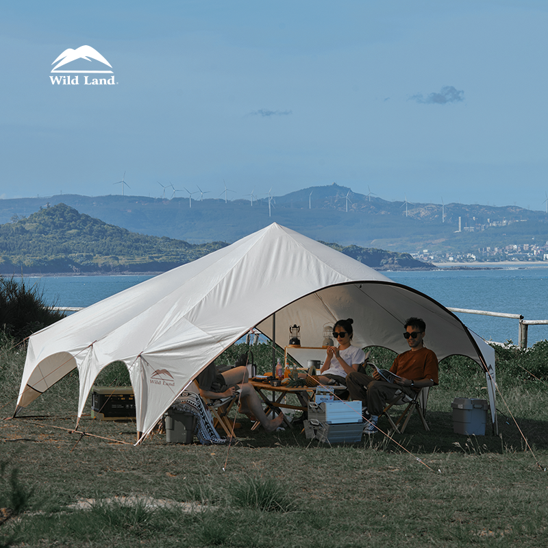 【墅垒】秋野地墅垒屋脊天幕帐篷露营防晒防雨凉棚涂银遮阳棚