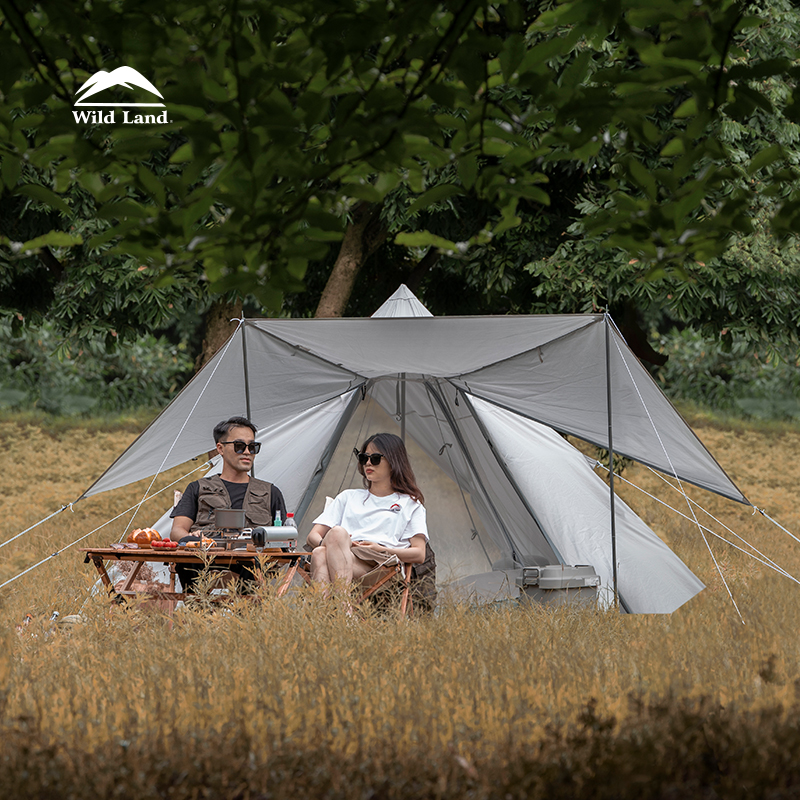 【鸿】秋野地六角金字塔帐篷户外防雨野外露营野营涂银印第安帐篷